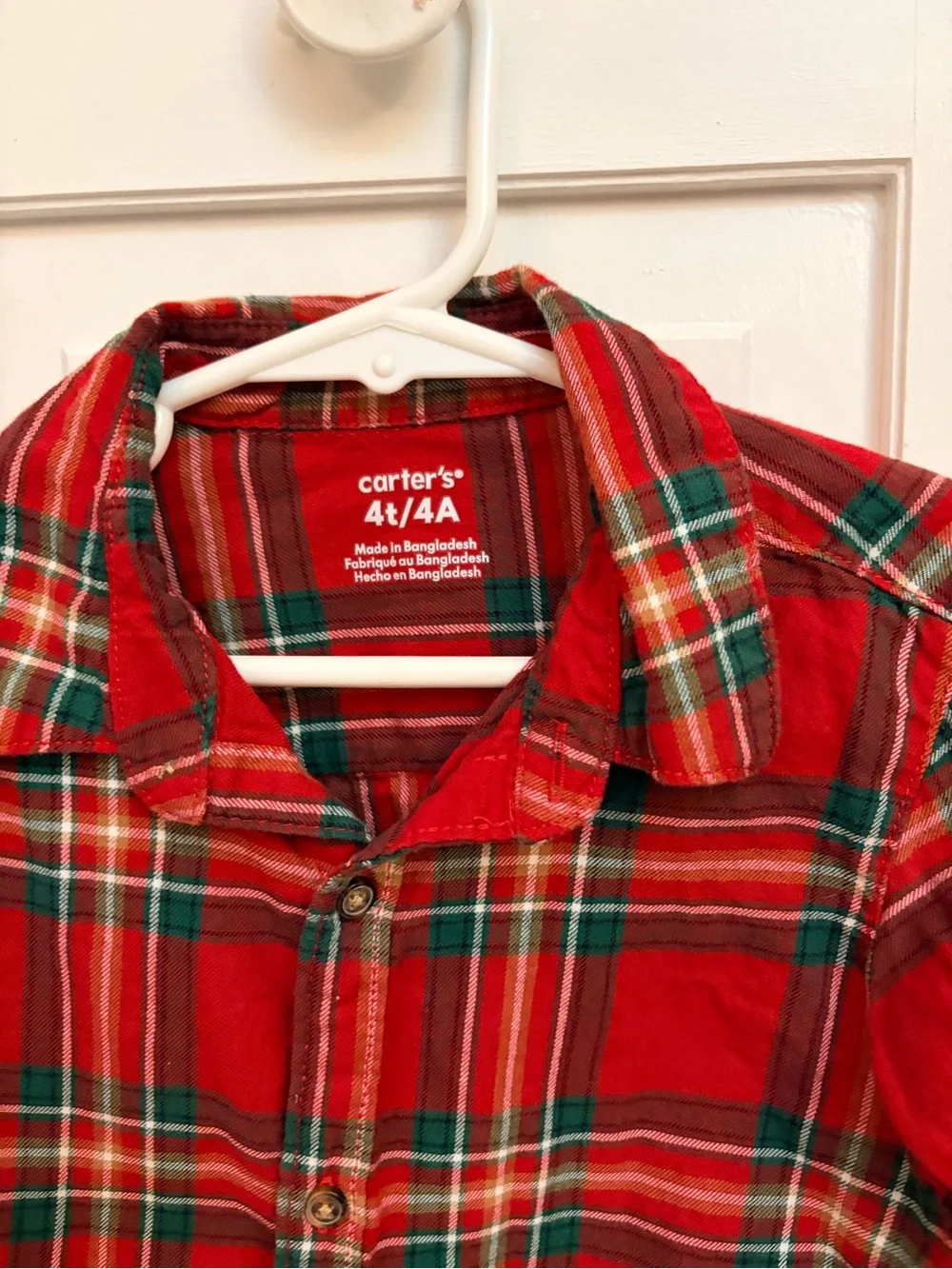 Carter's Red & Green Plaid Button-Down Shirt for Kids
